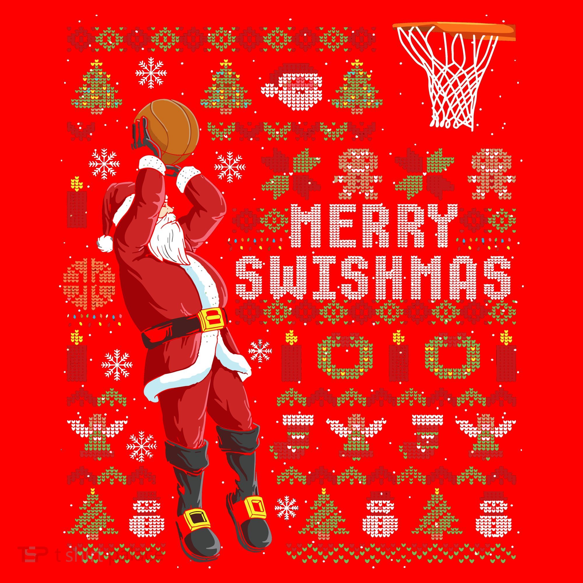 Merry Swishmas Ugly Christmas Basketball Santa Hat