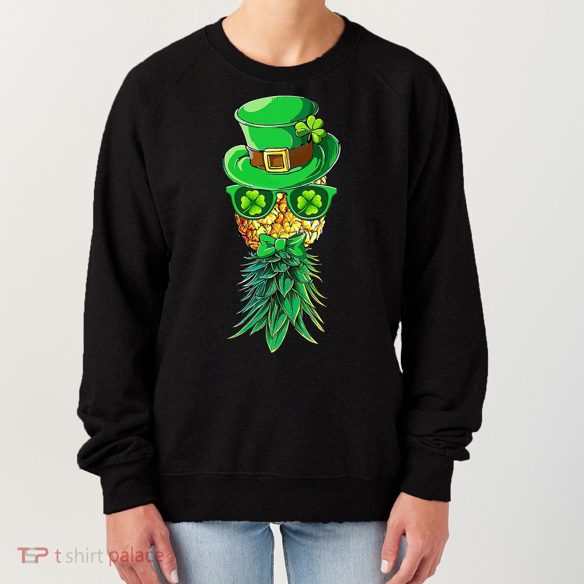 Mask Swinger Upside Down Pineapple Shamrock St Patrick's Day Women's Sweatshirt