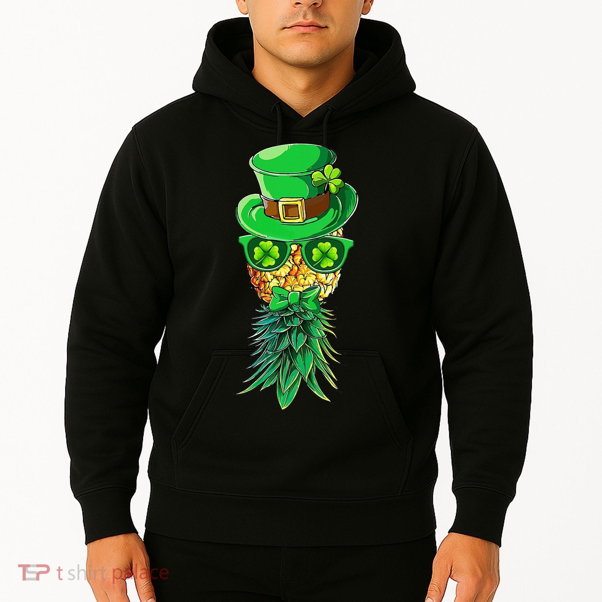 Mask Swinger Upside Down Pineapple Shamrock St Patrick's Day Hoodie