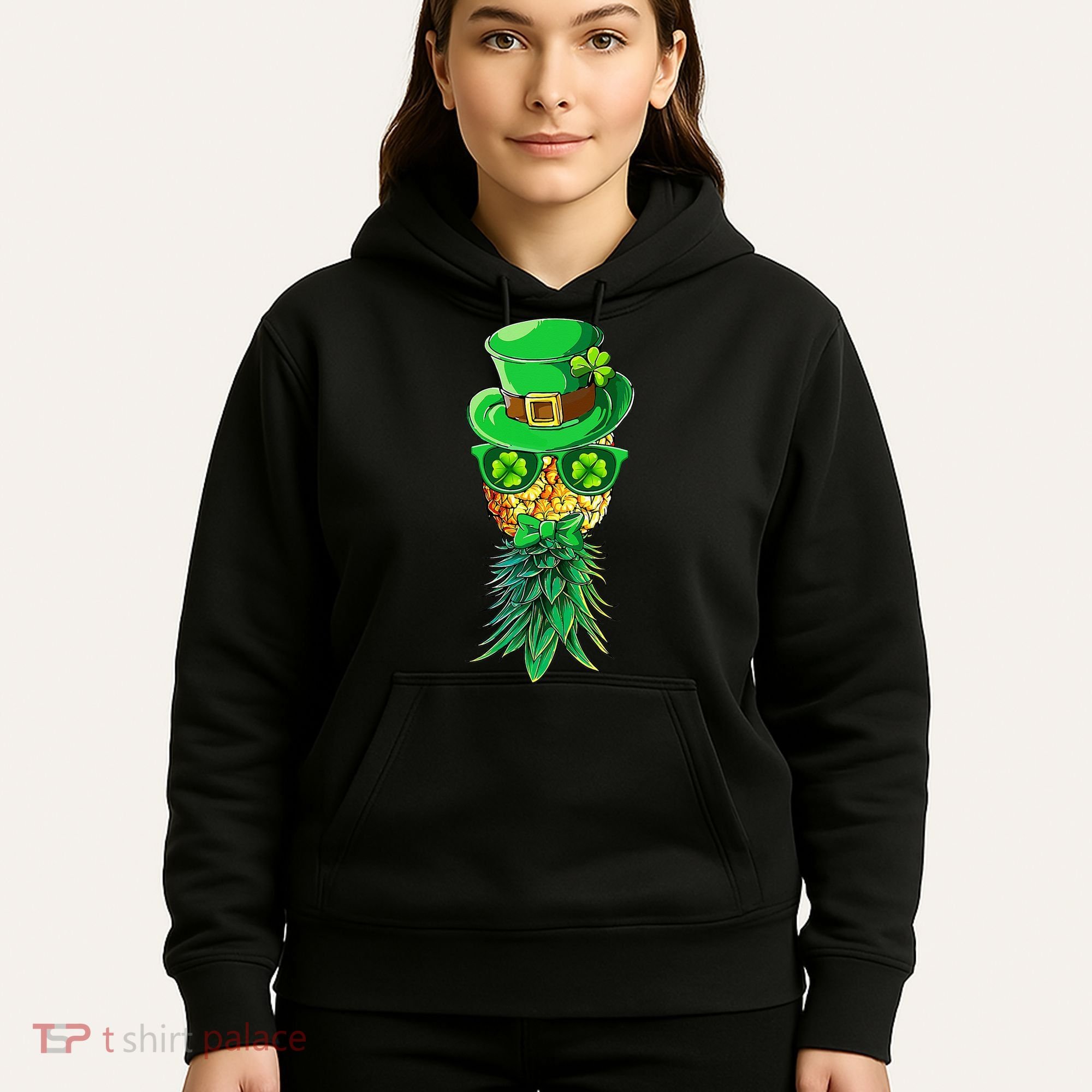 Mask Swinger Upside Down Pineapple Shamrock St Patrick's Day Hoodie