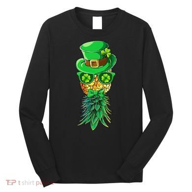 Mask Swinger Upside Down Pineapple Shamrock St Patrick's Day Long Sleeve Shirt