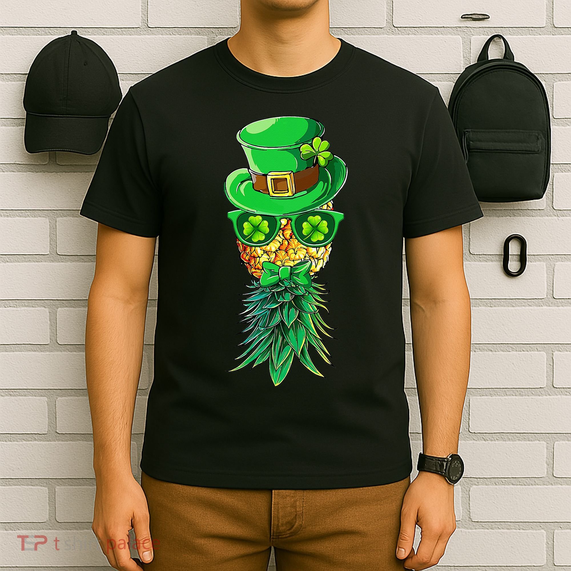 Mask Swinger Upside Down Pineapple Shamrock St Patrick's Day T-Shirt