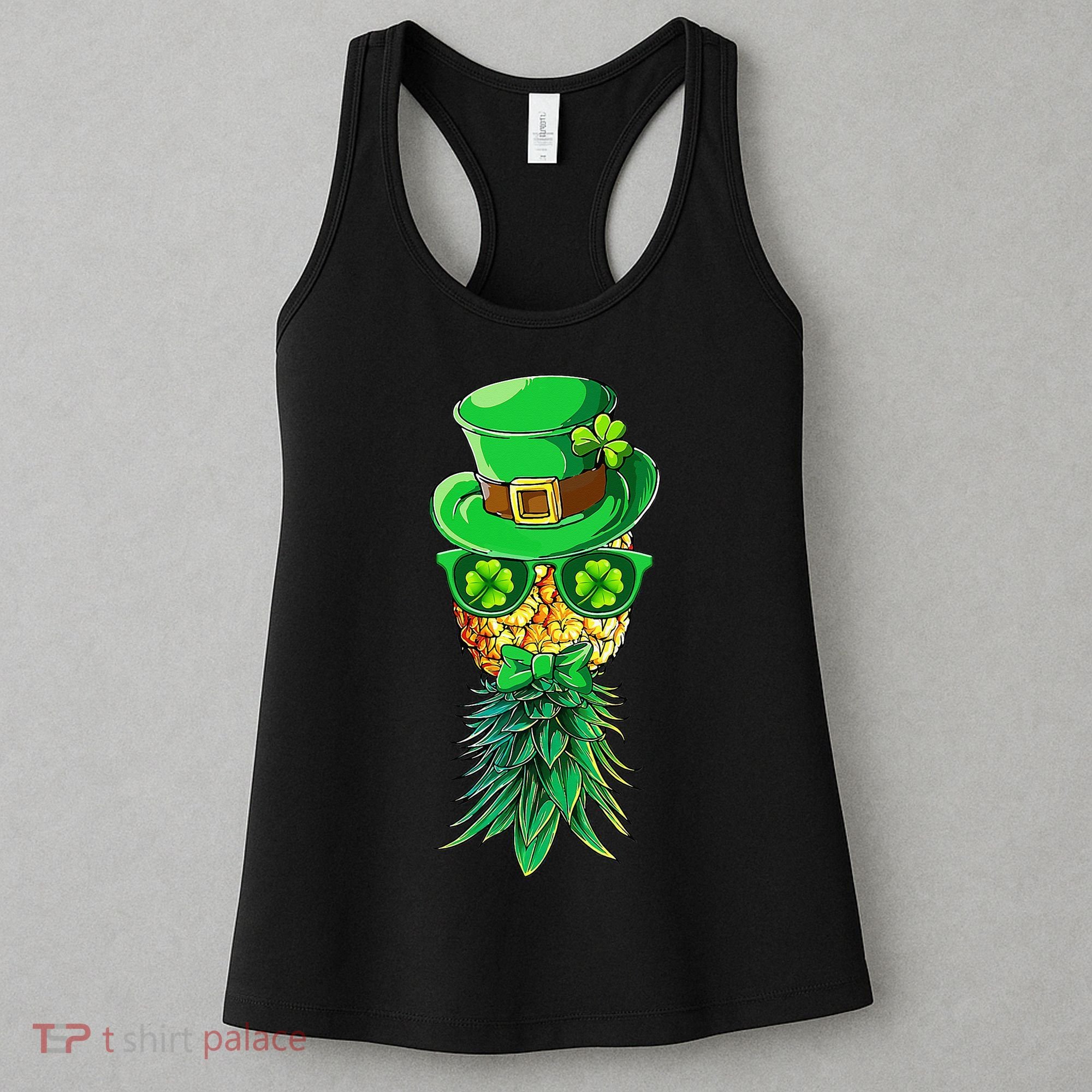 Mask Swinger Upside Down Pineapple Shamrock St Patrick's Day Women's Tank Top