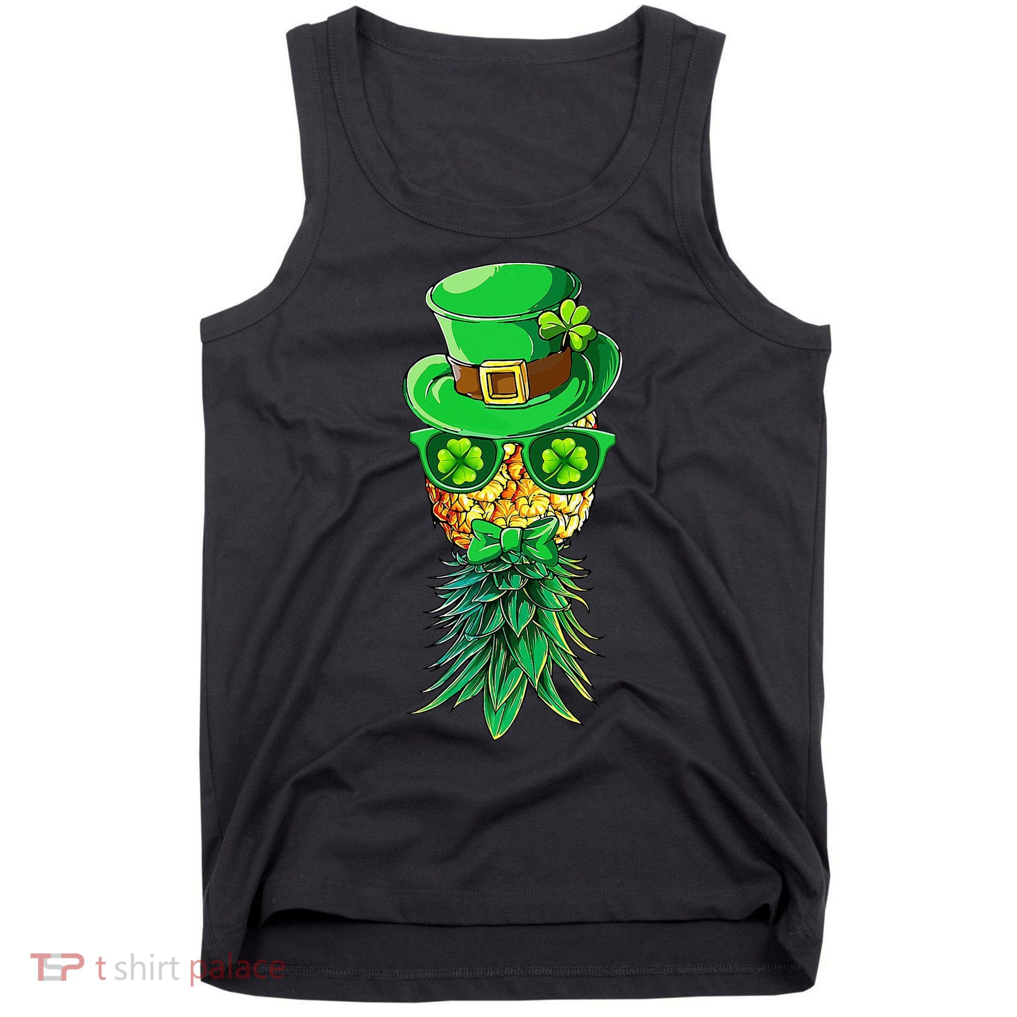 Mask Swinger Upside Down Pineapple Shamrock St Patrick's Day Tank Top