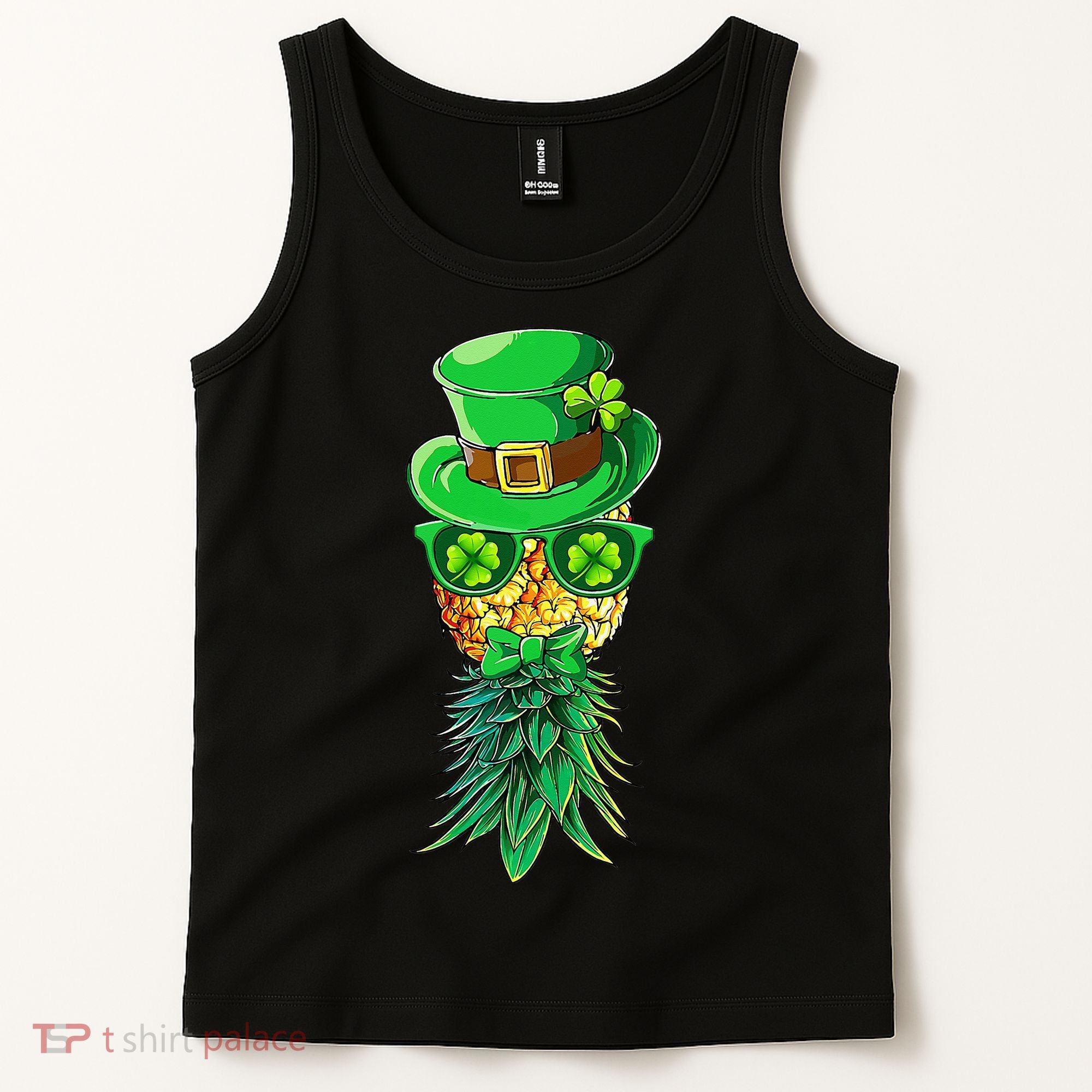 Mask Swinger Upside Down Pineapple Shamrock St Patrick's Day Tank Top