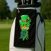 Mask Swinger Upside Down Pineapple Shamrock St Patrick's Day Golf Towel thumb 2