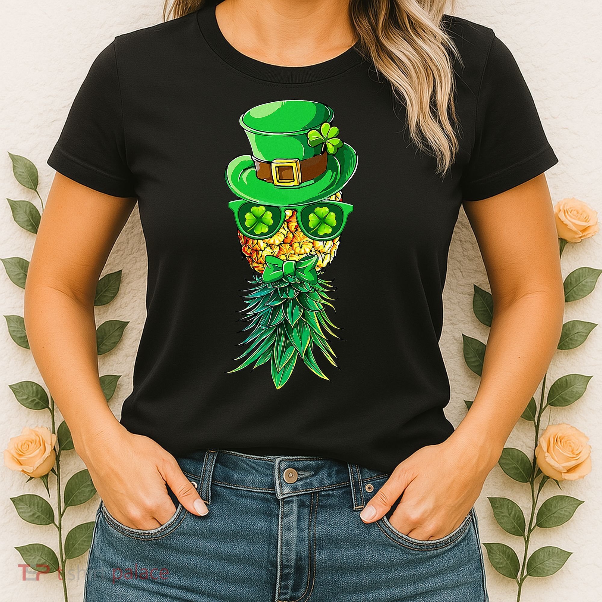 Mask Swinger Upside Down Pineapple Shamrock St Patrick's Day Women's T-Shirt