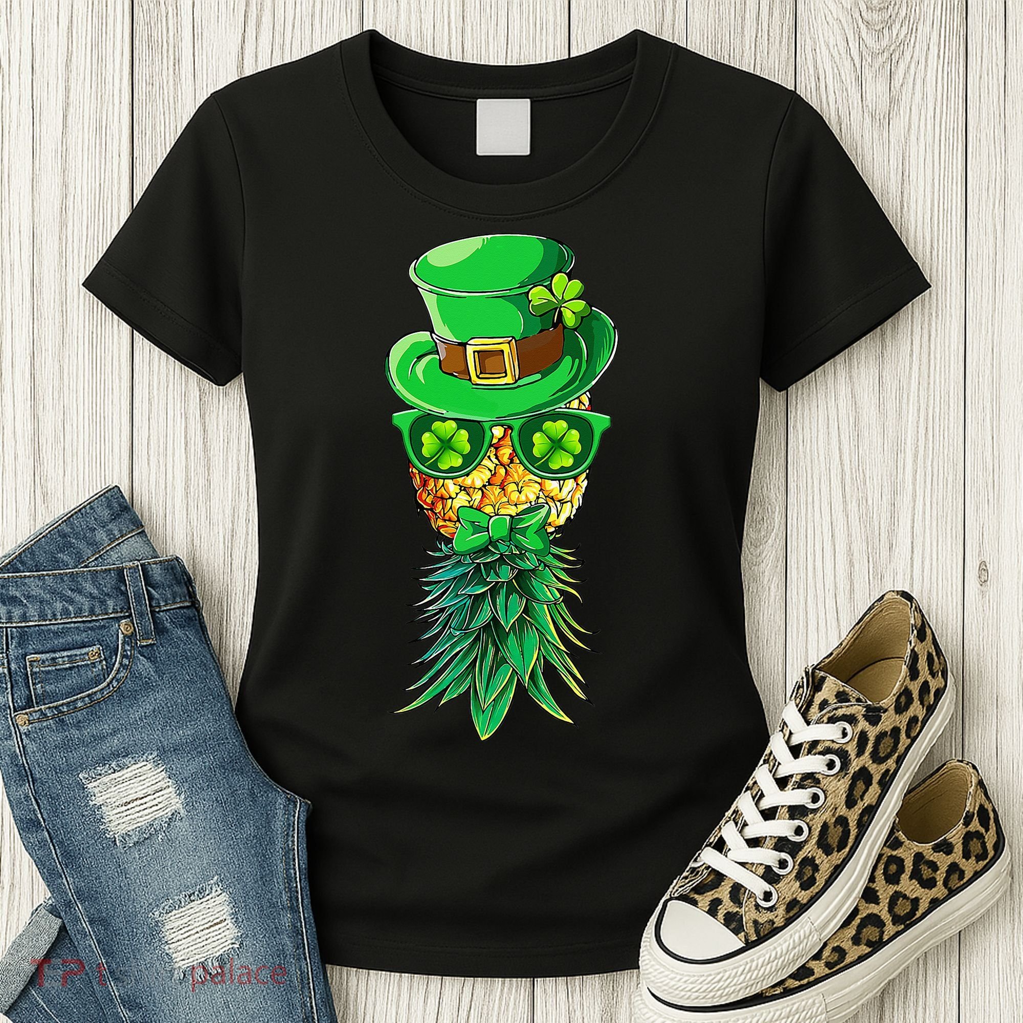 Mask Swinger Upside Down Pineapple Shamrock St Patrick's Day Women's T-Shirt