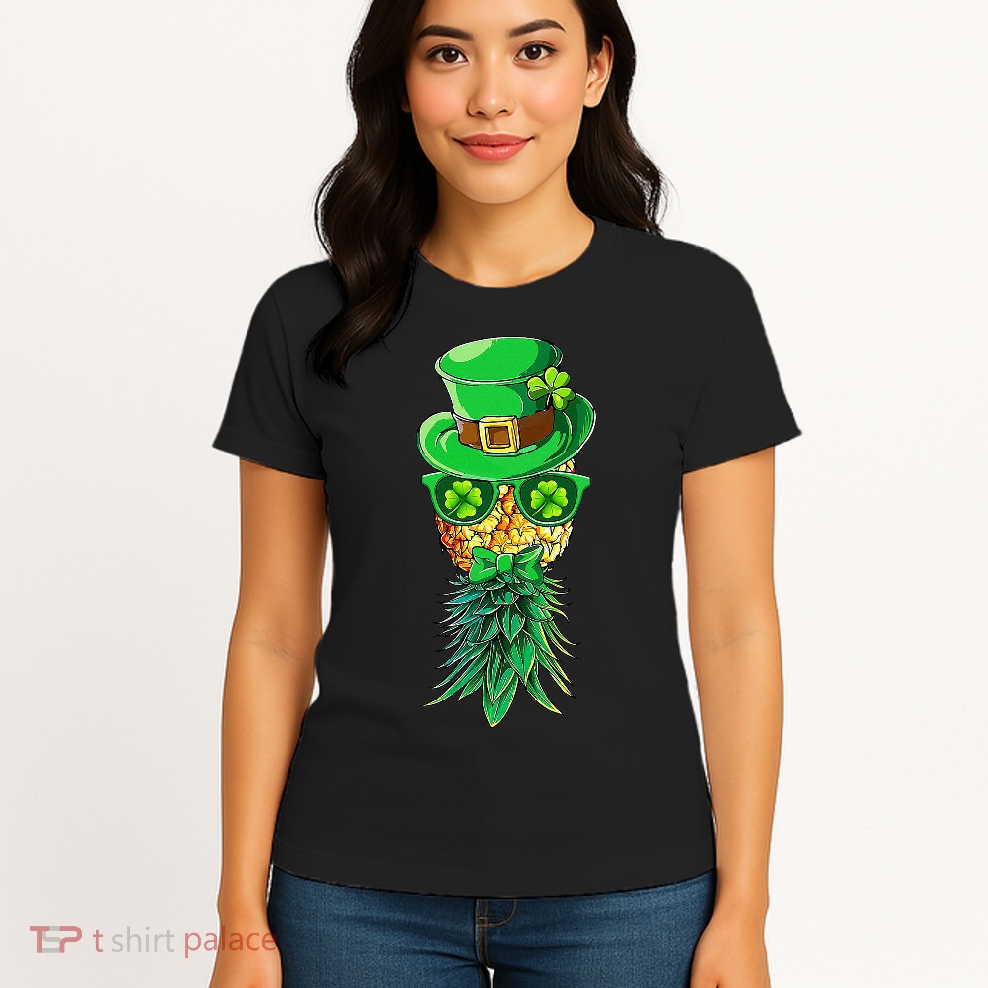 Mask Swinger Upside Down Pineapple Shamrock St Patrick's Day Women's T-Shirt