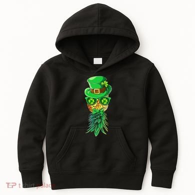 Mask Swinger Upside Down Pineapple Shamrock St Patrick's Day Kids Hoodie