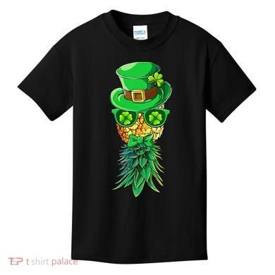 Mask Swinger Upside Down Pineapple Shamrock St Patrick's Day Kids T-Shirt
