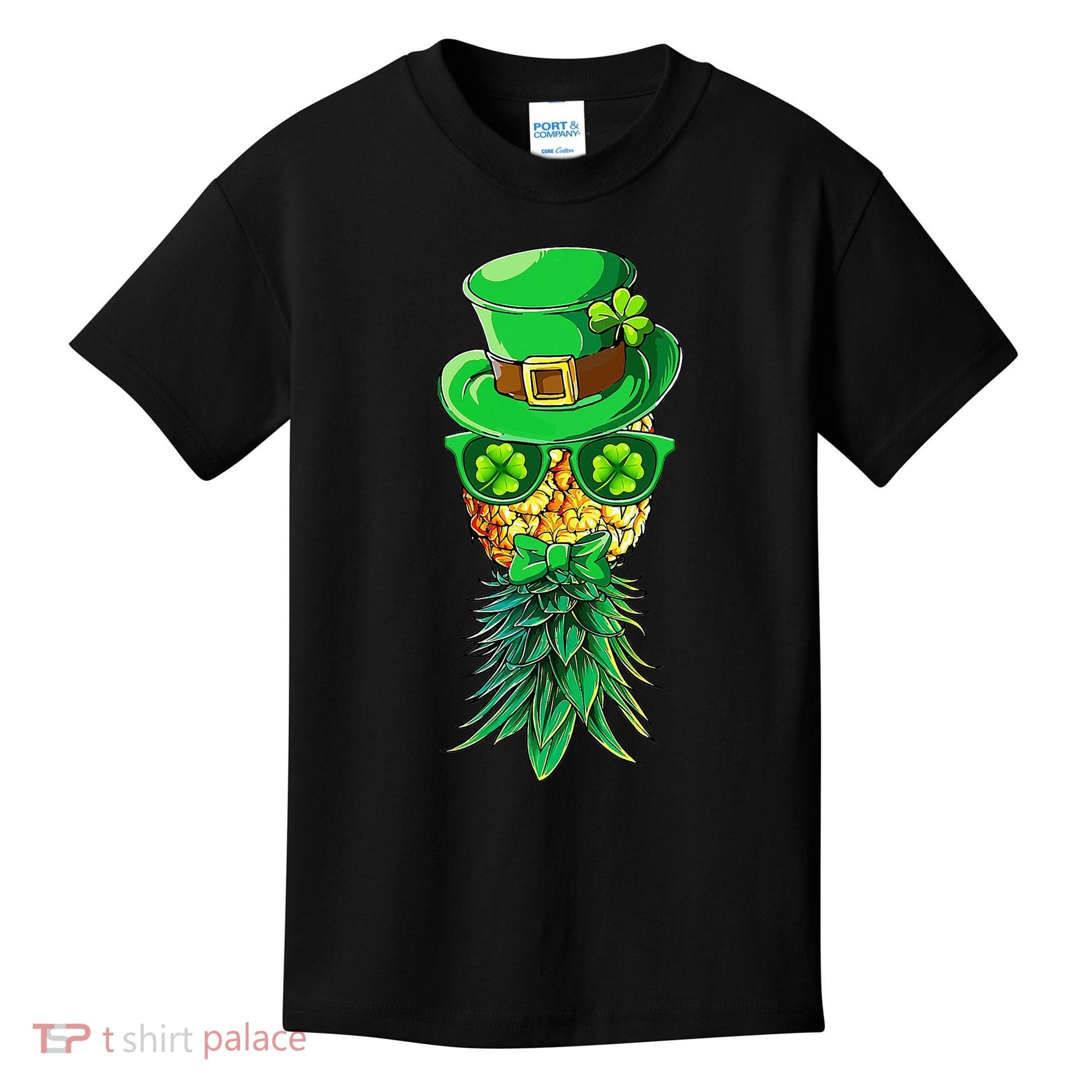 Mask Swinger Upside Down Pineapple Shamrock St Patrick's Day Kids T-Shirt
