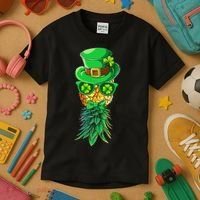 Mask Swinger Upside Down Pineapple Shamrock St Patrick's Day Kids T-Shirt thumb 3