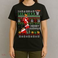 Merry Swishmas Ugly Christmas Basketball Christmas T-Shirt thumb 4