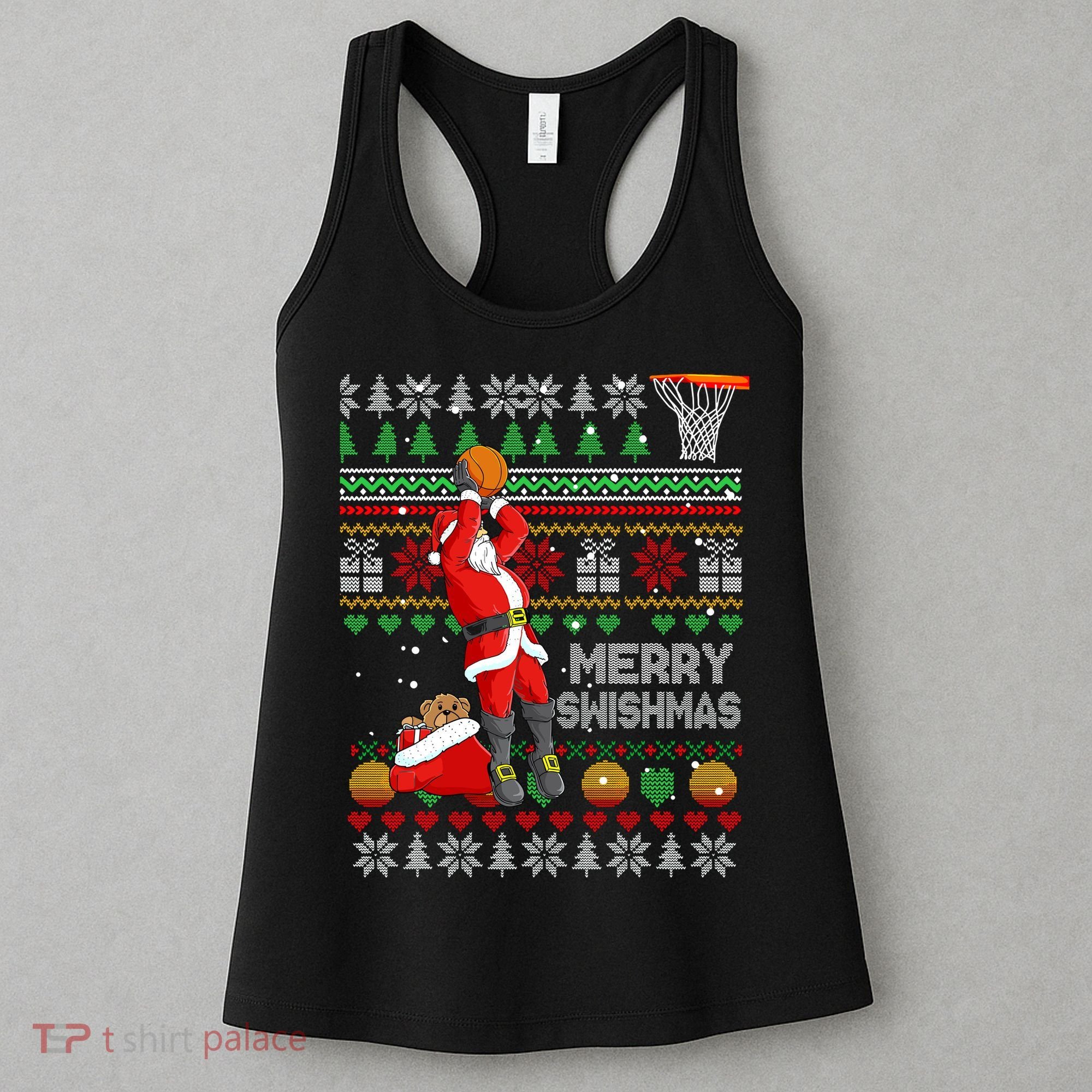 Merry Swishmas Ugly Christmas Basketball Christmas Women's Tank Top