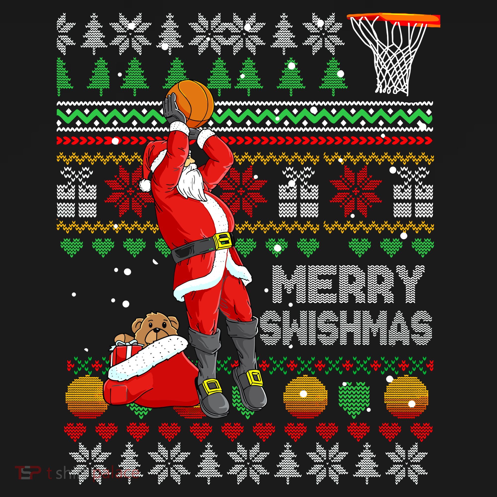 Merry Swishmas Ugly Christmas Basketball Christmas Women's Tank Top