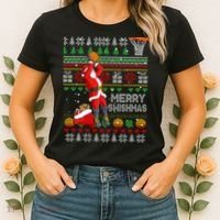 Merry Swishmas Ugly Christmas Basketball Christmas Women's T-Shirt thumb 2