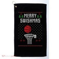 Merry Swishmas Ugly Christmas Golf Towel thumb 0
