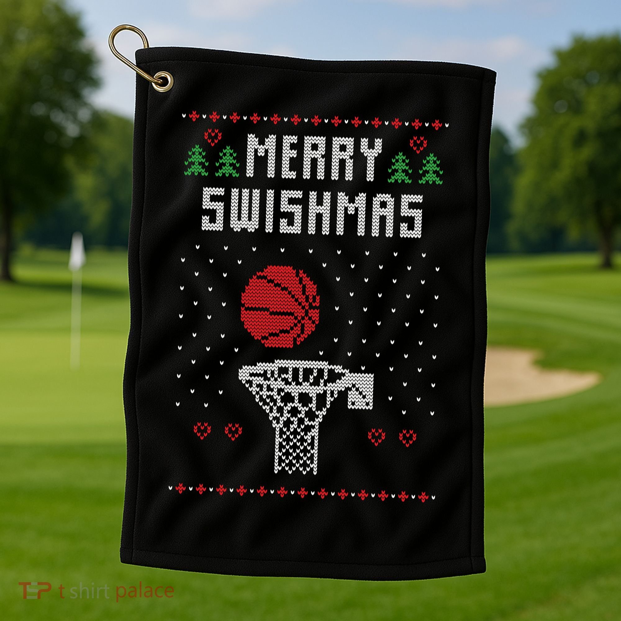 Merry Swishmas Ugly Christmas Golf Towel