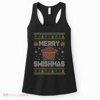 Merry Swishmas Ugly Christmas Sweater Basketball Christmas Women's Tank Top thumb 0