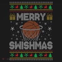 Merry Swishmas Ugly Christmas Sweater Basketball Christmas Women's Tank Top thumb 5