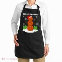 Merry Swishmas Ugly Sweater Basketball Christmas Snowman Basketball Character Apron thumb 2