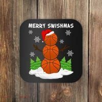 Merry Swishmas Ugly Sweater Basketball Christmas Snowman Basketball Character Coaster thumb 0