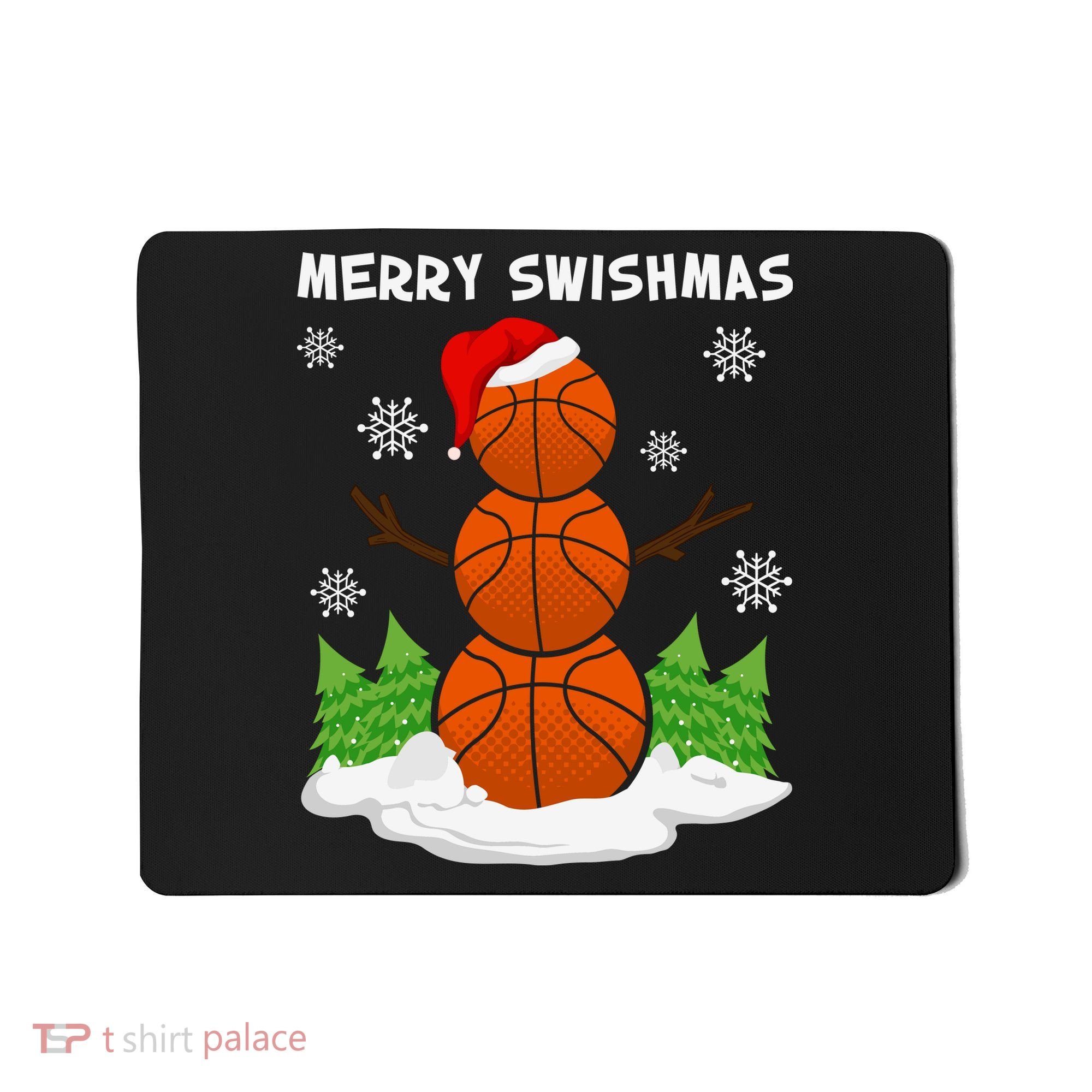 Merry Swishmas Ugly Sweater Basketball Christmas Snowman Basketball Character Mousepad