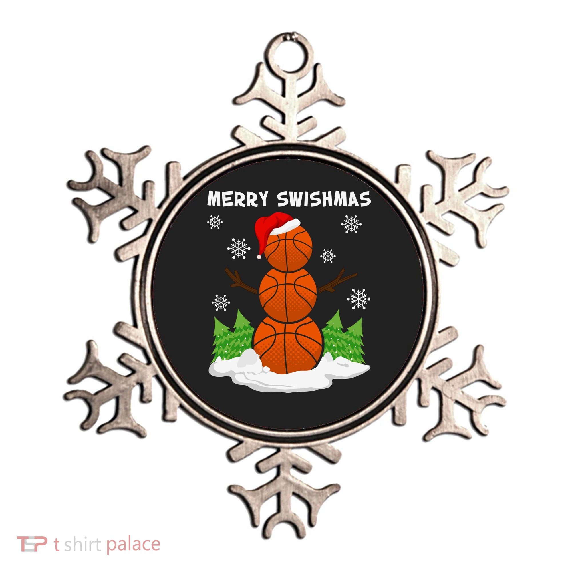 Merry Swishmas Ugly Sweater Basketball Christmas Snowman Basketball Character Ornament