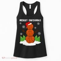 Merry Swishmas Ugly Sweater Basketball Christmas Snowman Basketball Character Women's Tank Top thumb 0