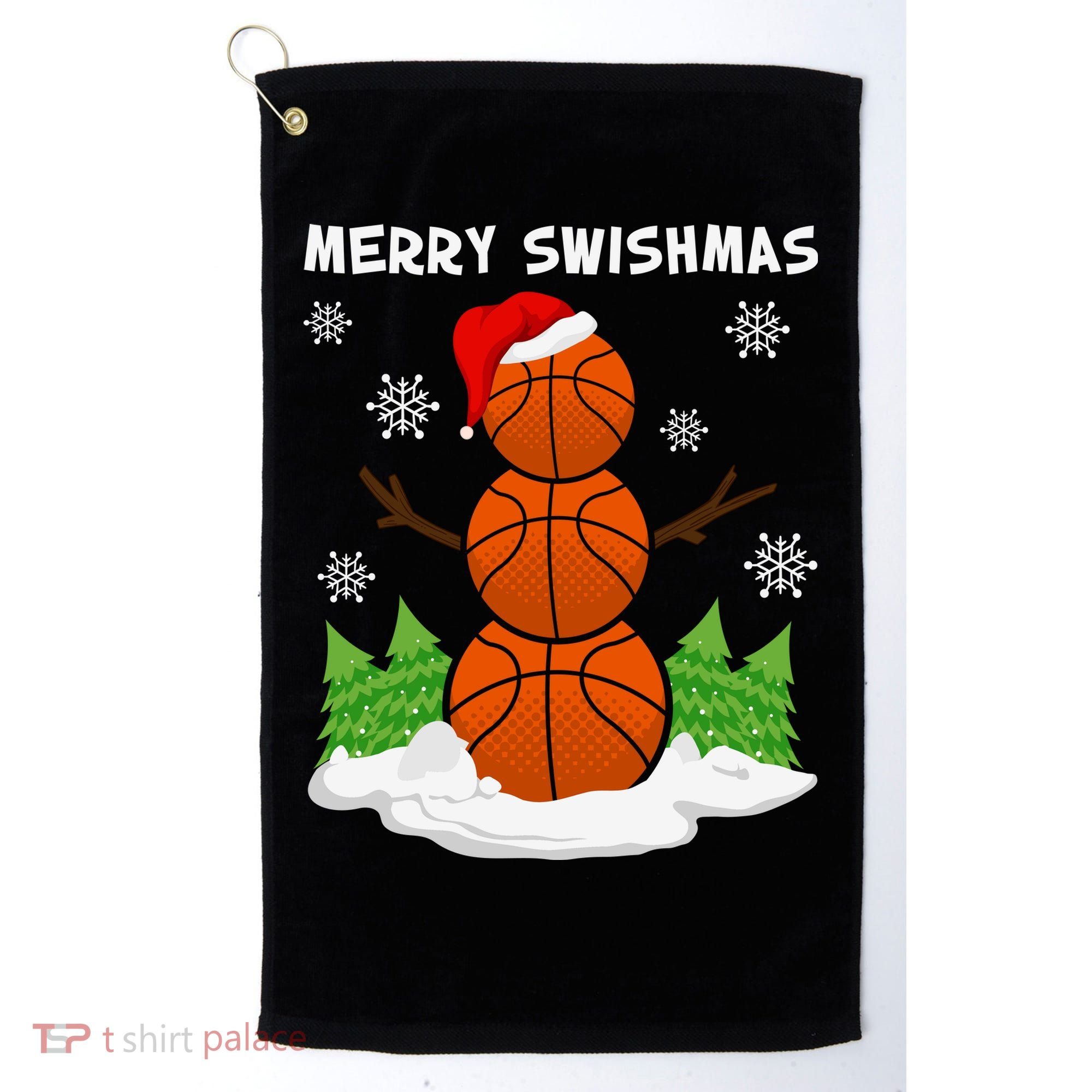 Merry Swishmas Ugly Sweater Basketball Christmas Snowman Basketball Character Golf Towel