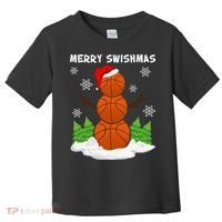 Merry Swishmas Ugly Sweater Basketball Christmas Snowman Basketball Character Toddler T-Shirt thumb 0