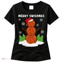 Merry Swishmas Ugly Sweater Basketball Christmas Snowman Basketball Character Women's T-Shirt thumb 0