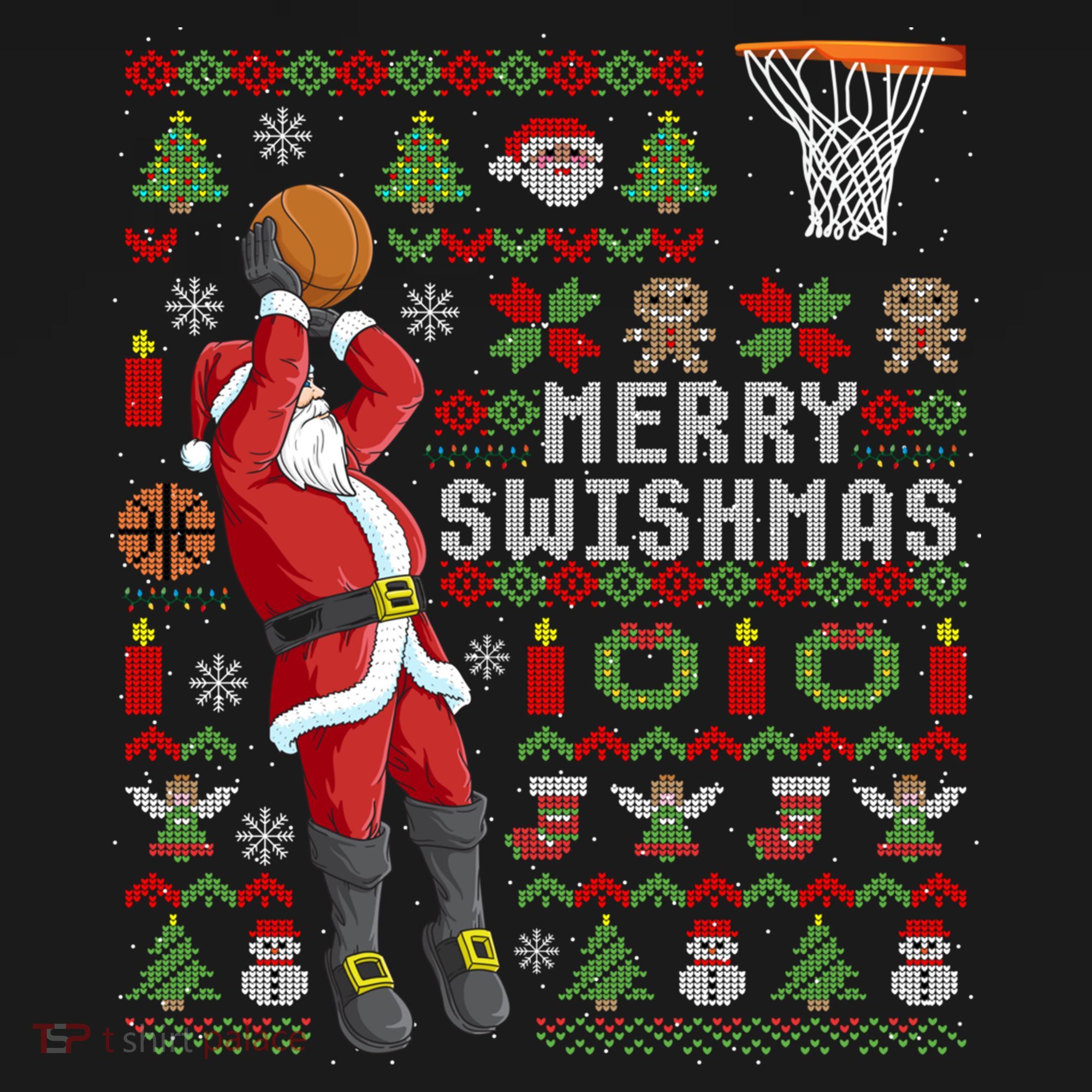 Merry Swishmas Ugly Christmas Basketball Christmas Gift Backpack