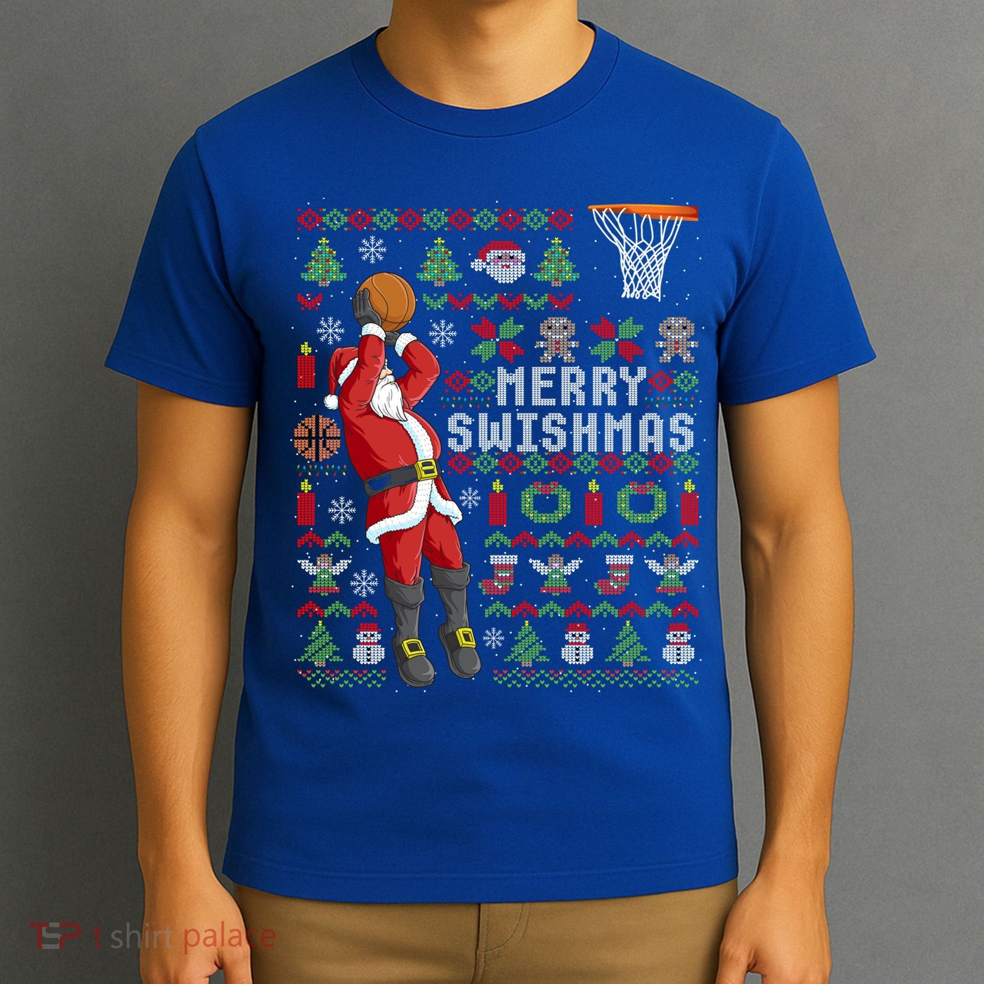 Merry Swishmas Ugly Christmas Basketball Christmas Gift T-Shirt
