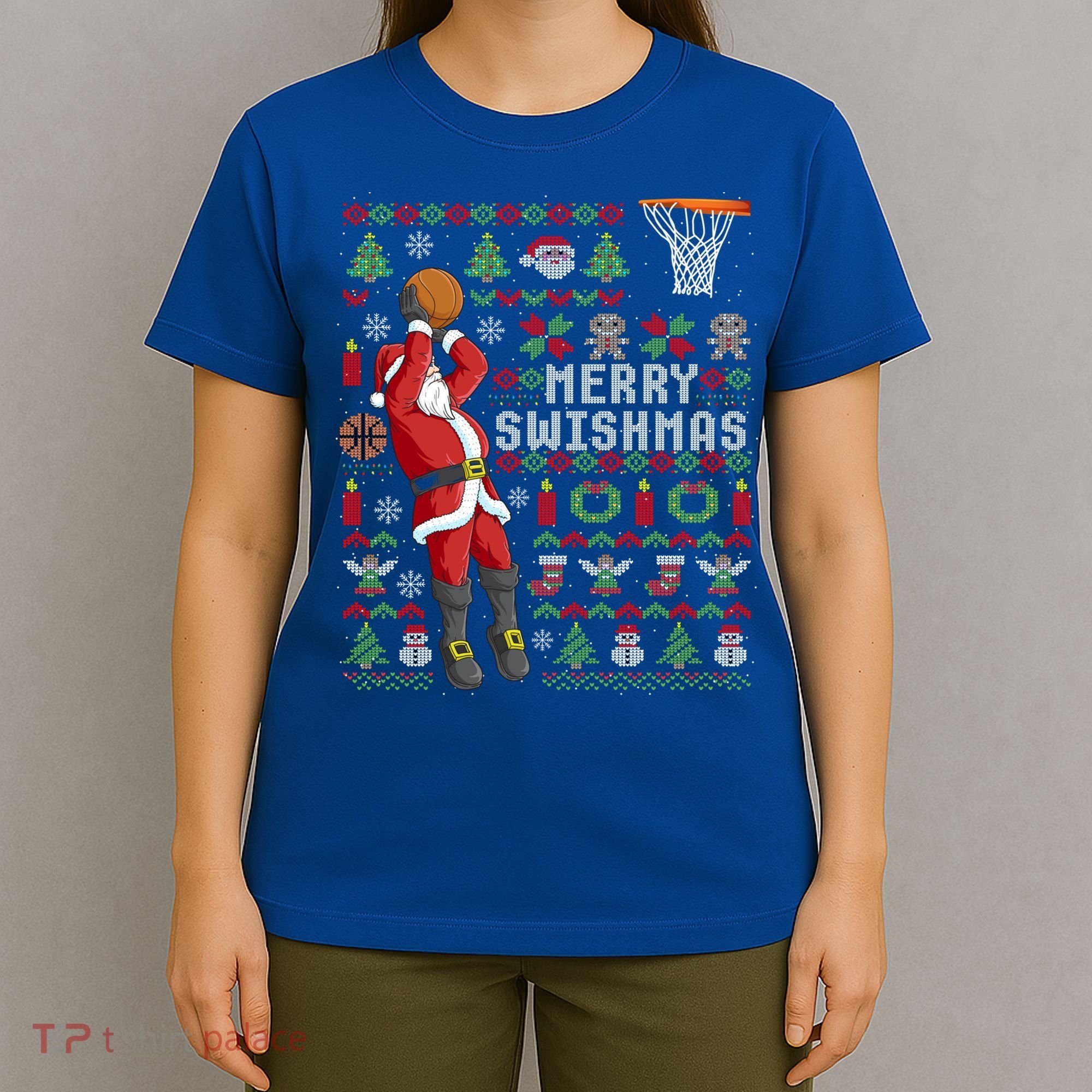 Merry Swishmas Ugly Christmas Basketball Christmas Gift T-Shirt