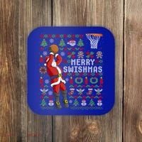 Merry Swishmas Ugly Christmas Basketball Christmas Gift Coaster thumb 0