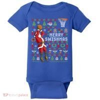 Merry Swishmas Ugly Christmas Basketball Christmas Gift Baby Bodysuit thumb 0