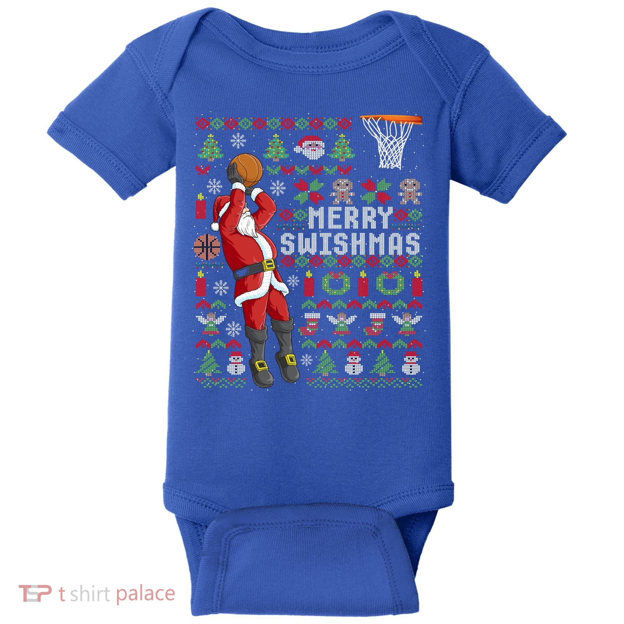 Merry Swishmas Ugly Christmas Basketball Christmas Gift Baby Bodysuit