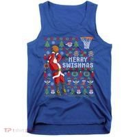 Merry Swishmas Ugly Christmas Basketball Christmas Gift Tank Top thumb 0