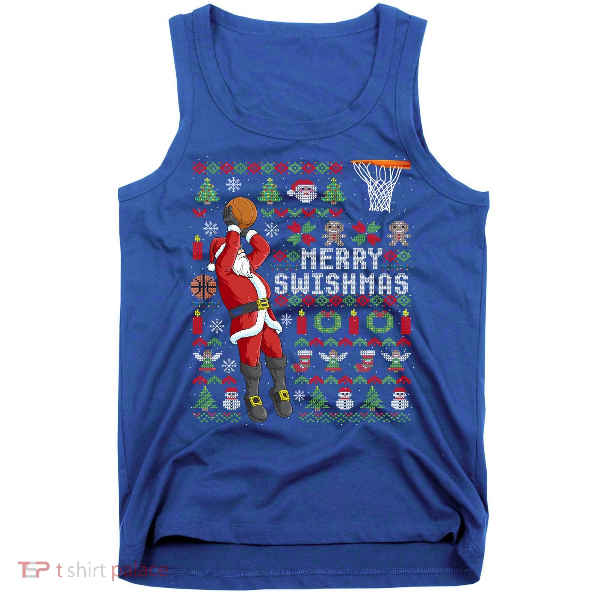Merry Swishmas Ugly Christmas Basketball Christmas Gift Tank Top