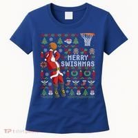 Merry Swishmas Ugly Christmas Basketball Christmas Gift Women's T-Shirt thumb 0
