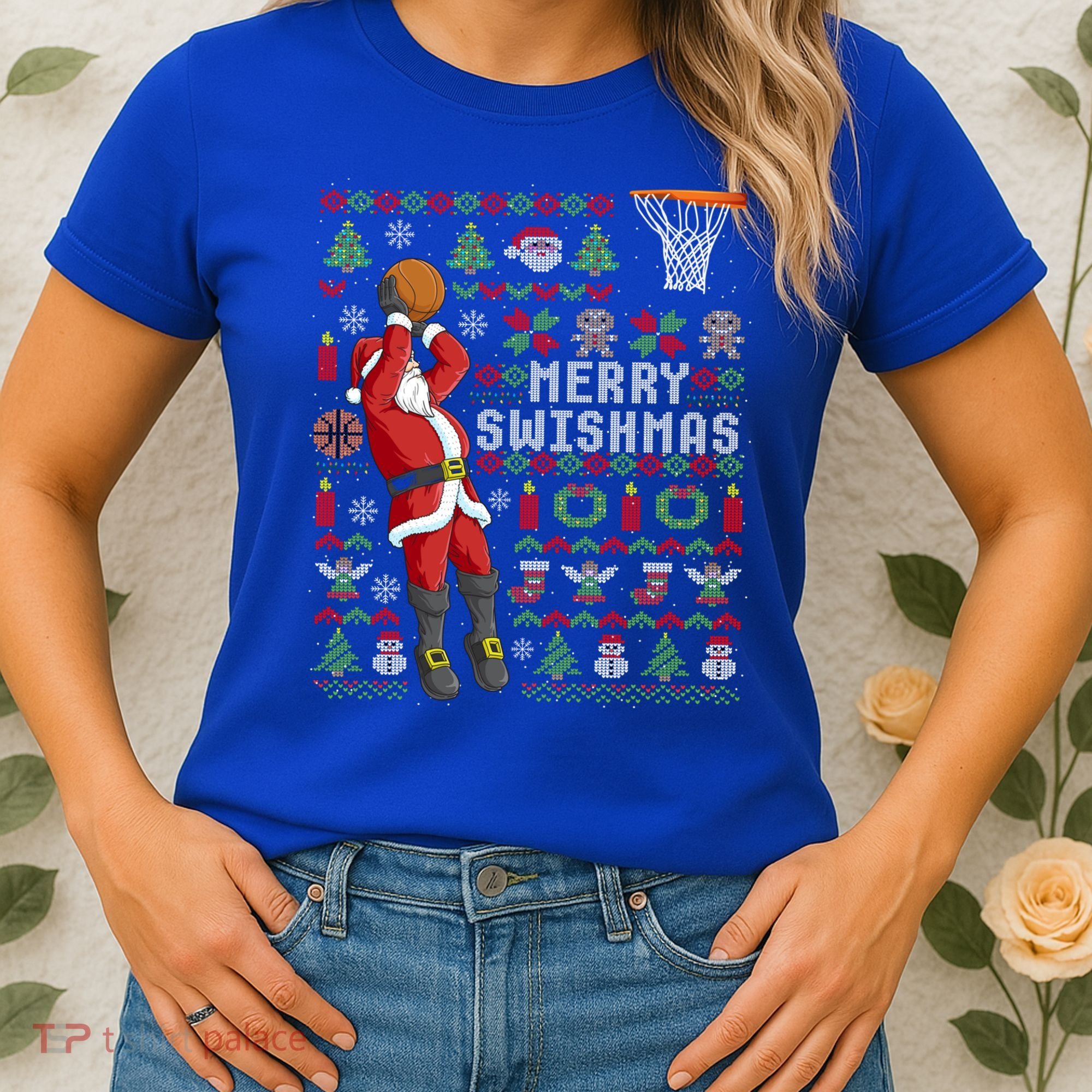 Merry Swishmas Ugly Christmas Basketball Christmas Gift Women's T-Shirt