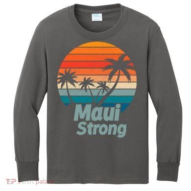 Maui Strong Vintage Sunset Wildfire Kids Long Sleeve Shirt
