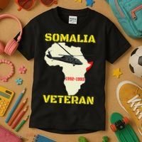 Mogadishu Somalia Veteran Operation Restore Hope War Veteran Kids T-Shirt thumb 3