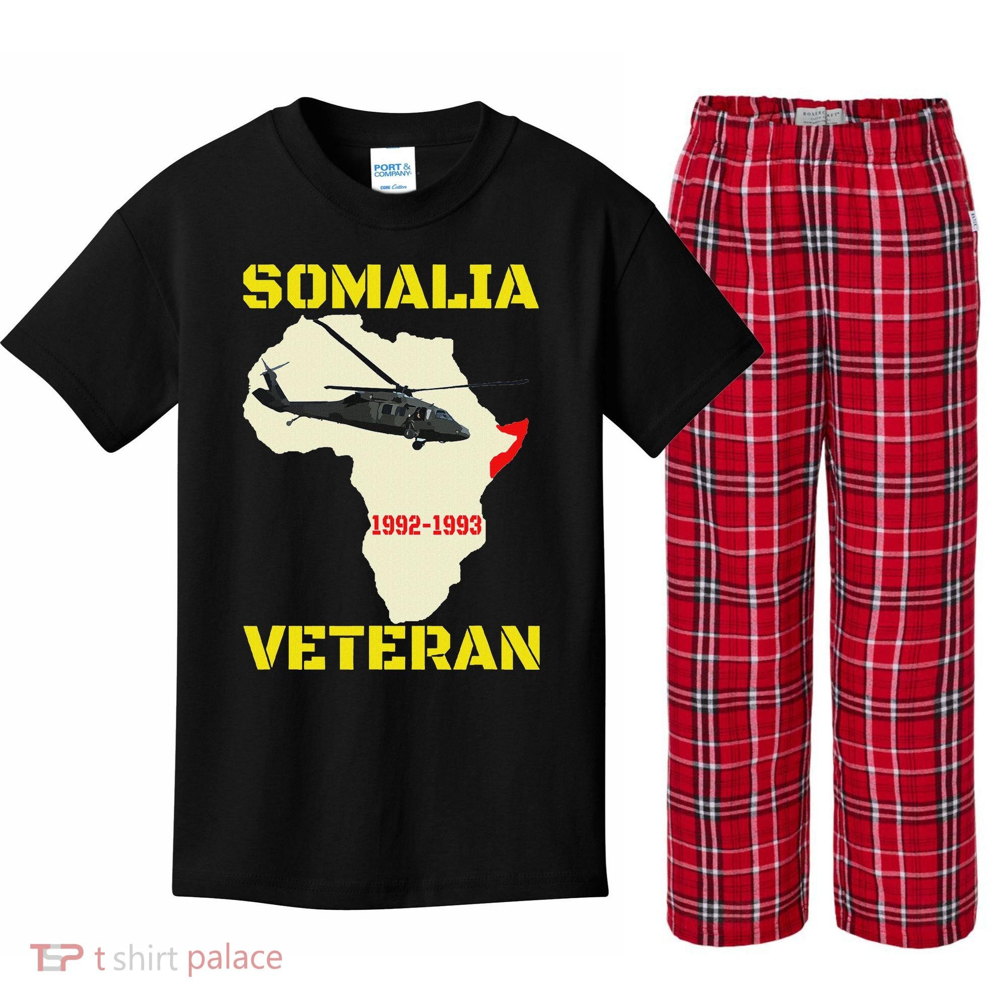 Mogadishu Somalia Veteran Operation Restore Hope War Veteran Kids Plaid Pajama Set