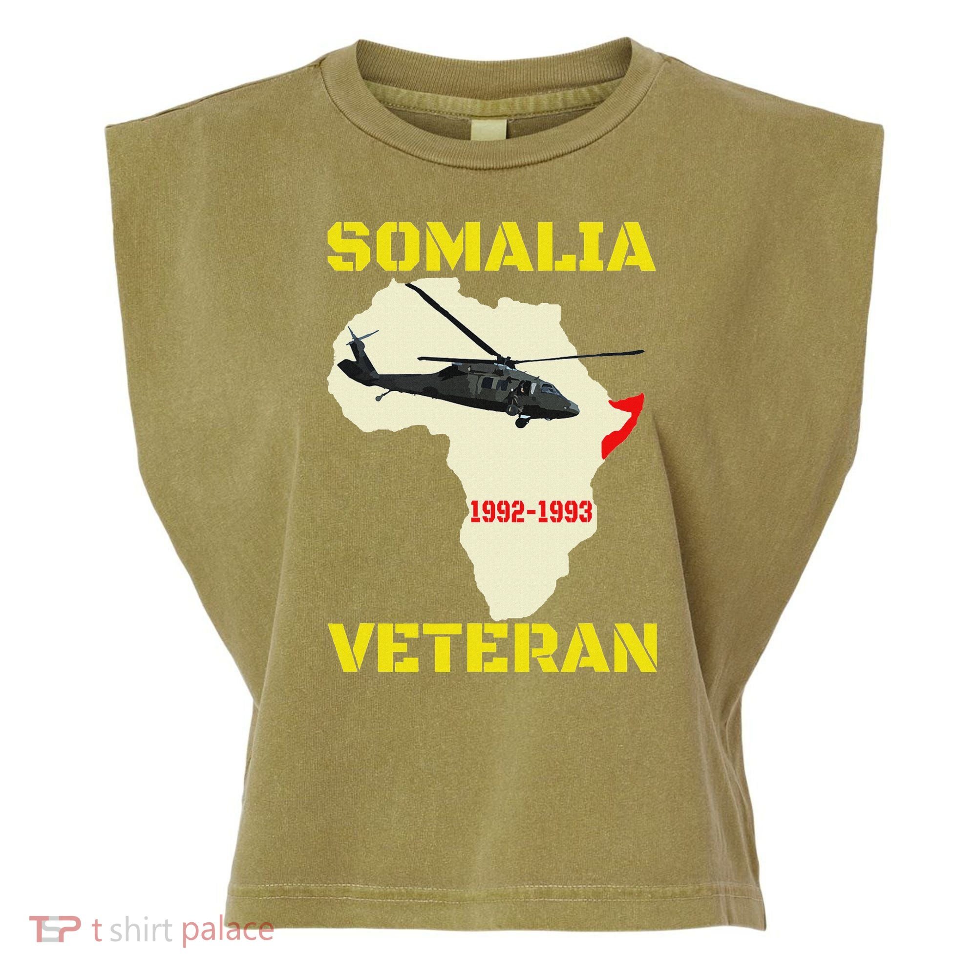 Mogadishu Somalia Veteran Operation Restore Hope War Veteran Garment-Dyed Women's Muscle Tee