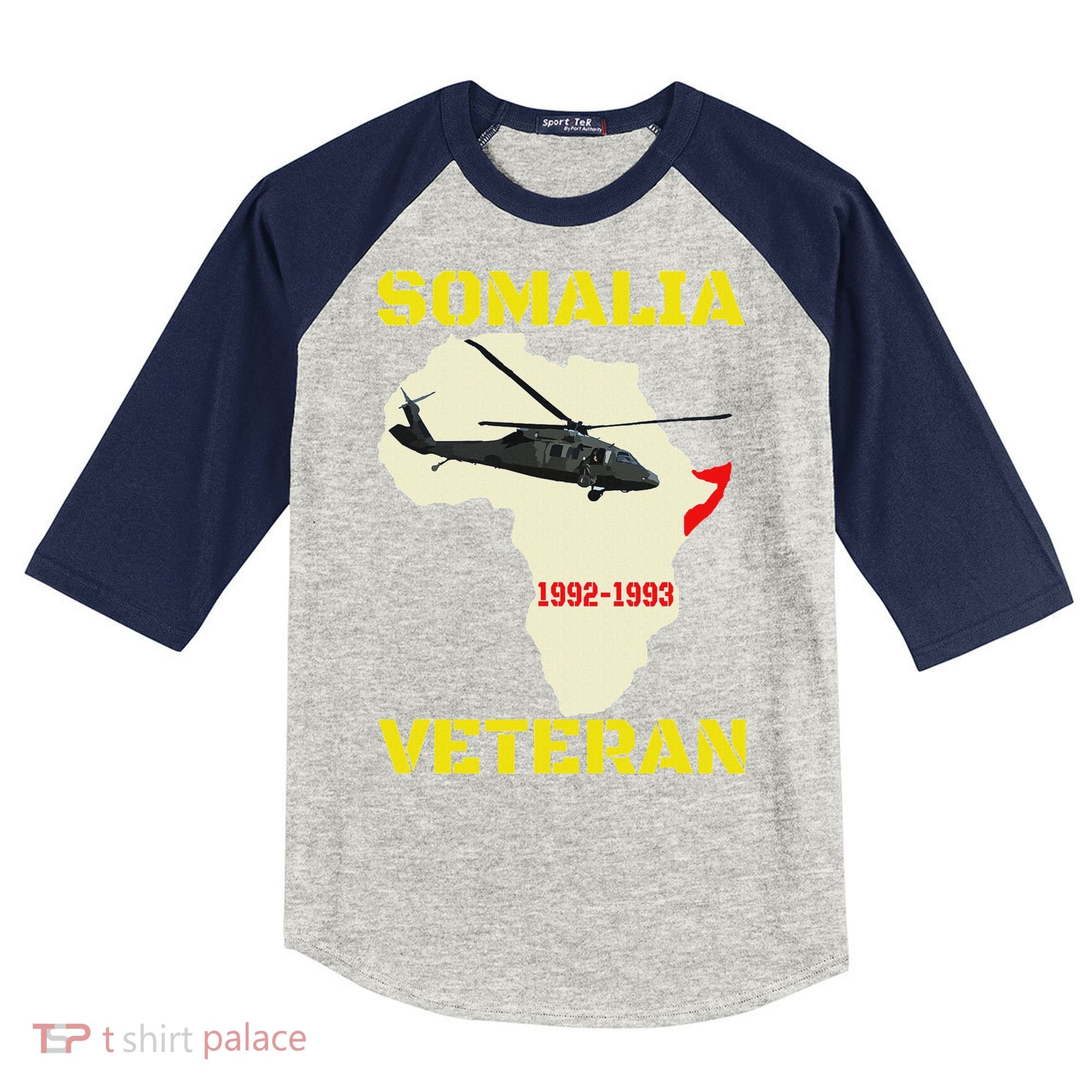 Mogadishu Somalia Veteran Operation Restore Hope War Veteran Kids Colorblock Raglan Jersey