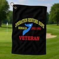 Mogadishu Somalia Veteran Operation Restore Hope War Veteran Golf Towel thumb 1