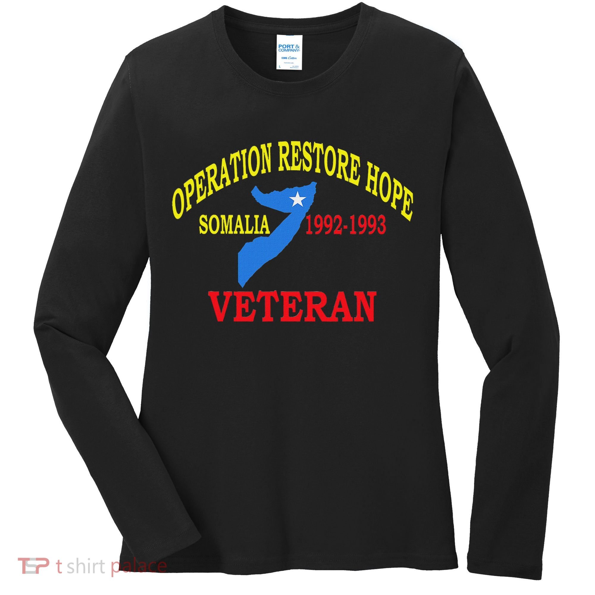 Mogadishu Somalia Veteran Operation Restore Hope War Veteran Women's Long Sleeve Shirt